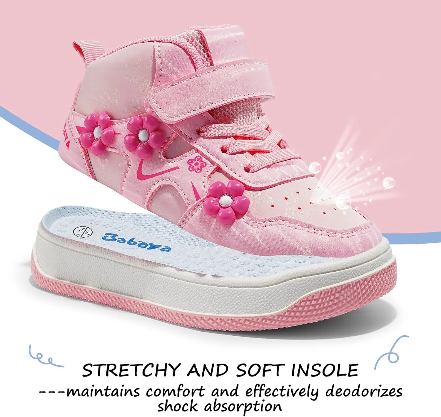 Babaya Girls Running Shoes Kids Tennis Athletic Sneakers Comfortable Lightweight Breathable Walking Shoes Non-Slip Girls Sneakers