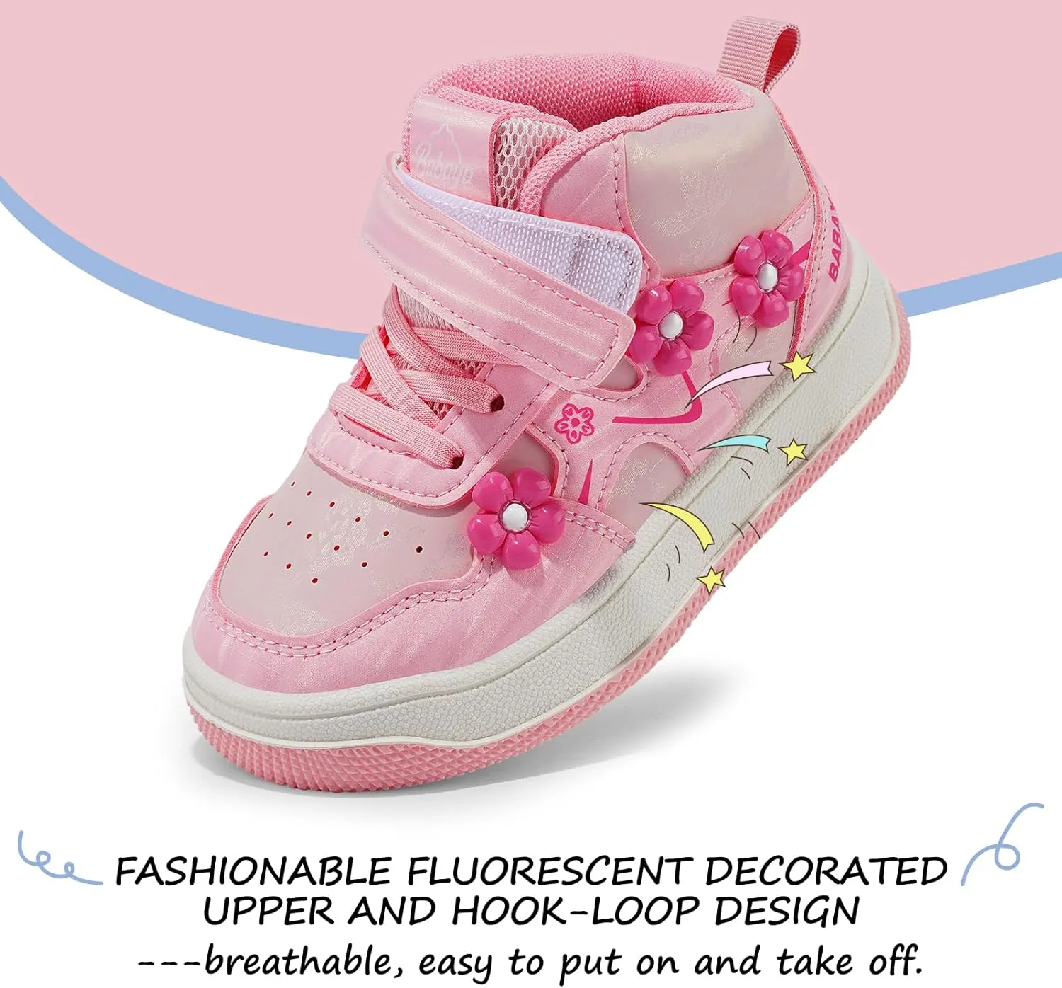 Babaya Girls Running Shoes Kids Tennis Athletic Sneakers Comfortable Lightweight Breathable Walking Shoes Non-Slip Girls Sneakers