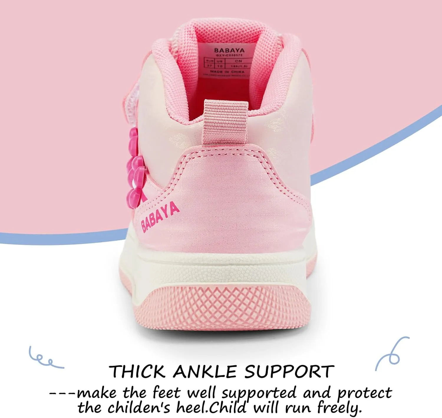 Babaya Girls Running Shoes Kids Tennis Athletic Sneakers Comfortable Lightweight Breathable Walking Shoes Non-Slip Girls Sneakers