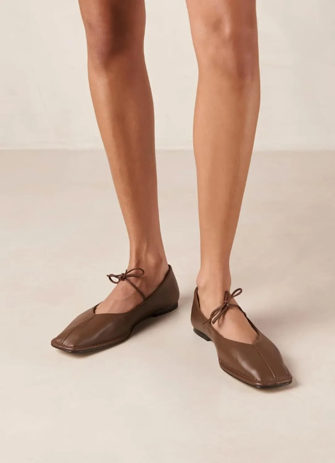 Ballet Flats Shoes for Women Mary Jane Flats Breathable Leather Square Toe Lace-Up Loafers Comfortable Slip-On Summer Shoes