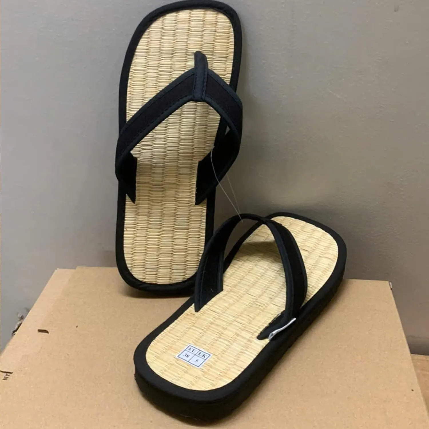 Bamboo Japanenes Traditional Shoes for Men Women House Tatami Slippers Straw Flip Flops Wicker Sandals Summer, Vietnamese Tatami Handmade Slippers (38/39)