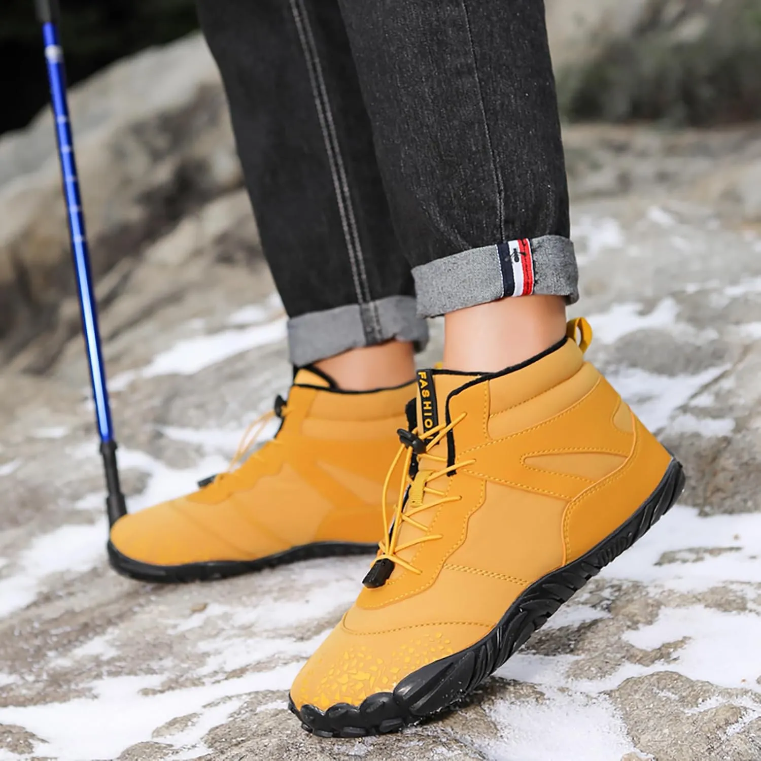 Barefoot Shoes Men Women Wide Toe Box Winter Minimalist Trail Runner Padded Warm Casual Hiking Cotton Boots Sneakers