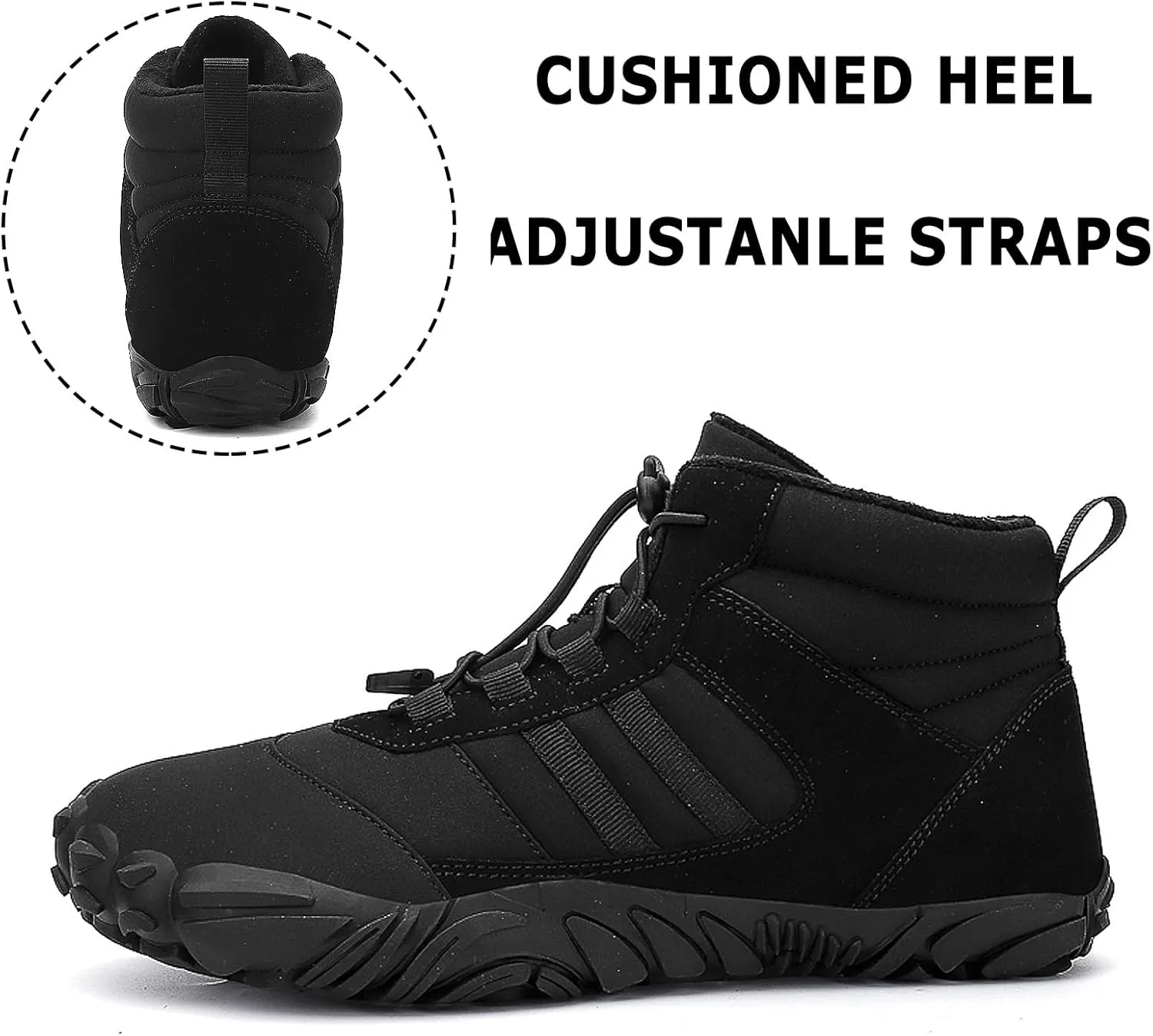 Barefoot Shoes Mens Womens Winter Warm Wide Toe Box Minimalist Zero Drop Outdoor Sole High-top Walking Shoes Snow Boots
