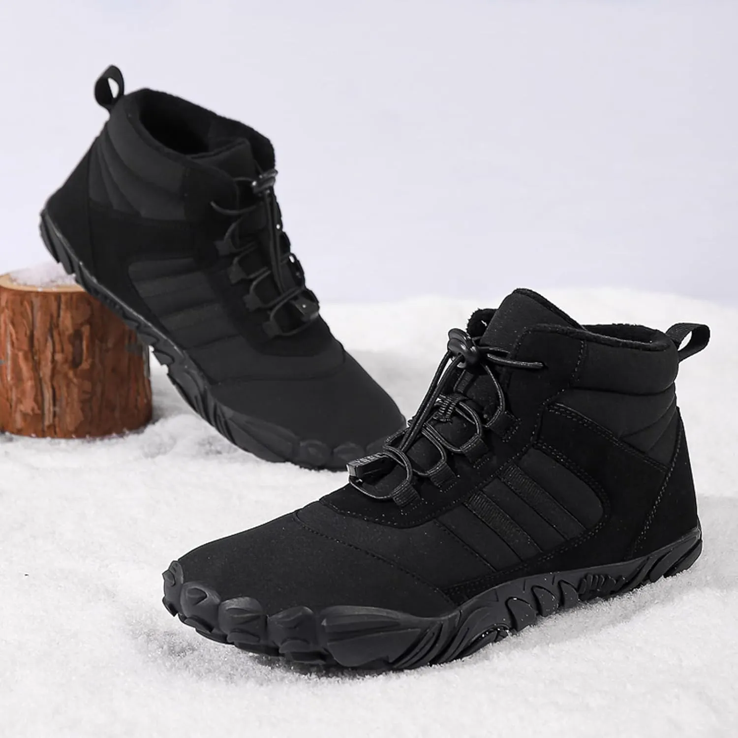 Barefoot Shoes Mens Womens Winter Warm Wide Toe Box Minimalist Zero Drop Outdoor Sole High-top Walking Shoes Snow Boots
