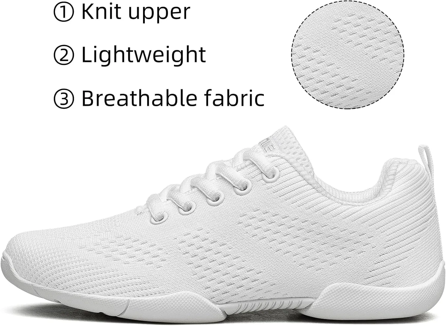 BAXINIER Girls White Cheerleading Shoes Lightweight Youth Cheer Competition Sneakers Kid Training Dance Tennis Shoes