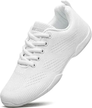 BAXINIER Girls White Cheerleading Shoes Lightweight Youth Cheer Competition Sneakers Kid Training Dance Tennis Shoes