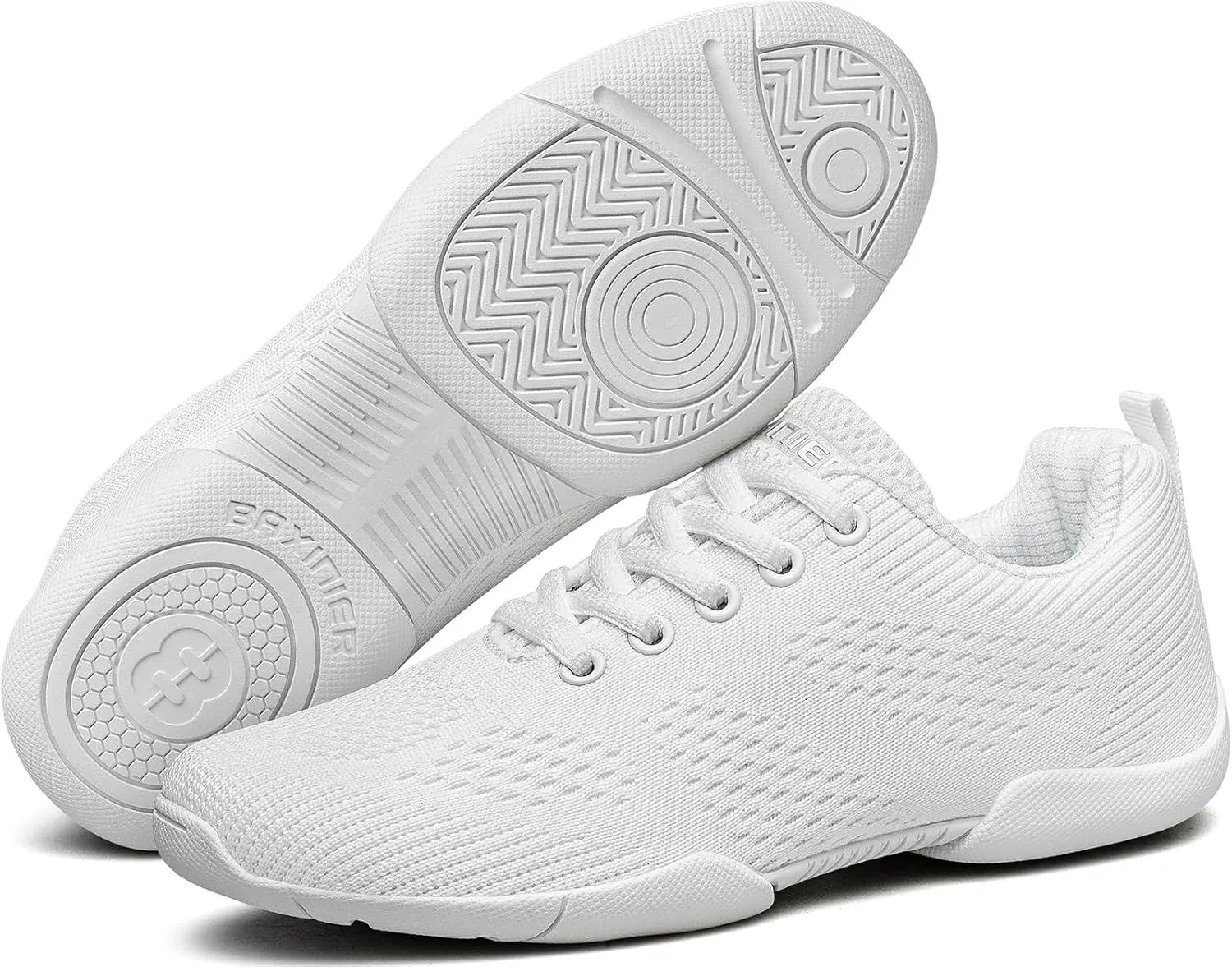 BAXINIER Girls White Cheerleading Shoes Lightweight Youth Cheer Competition Sneakers Kid Training Dance Tennis Shoes