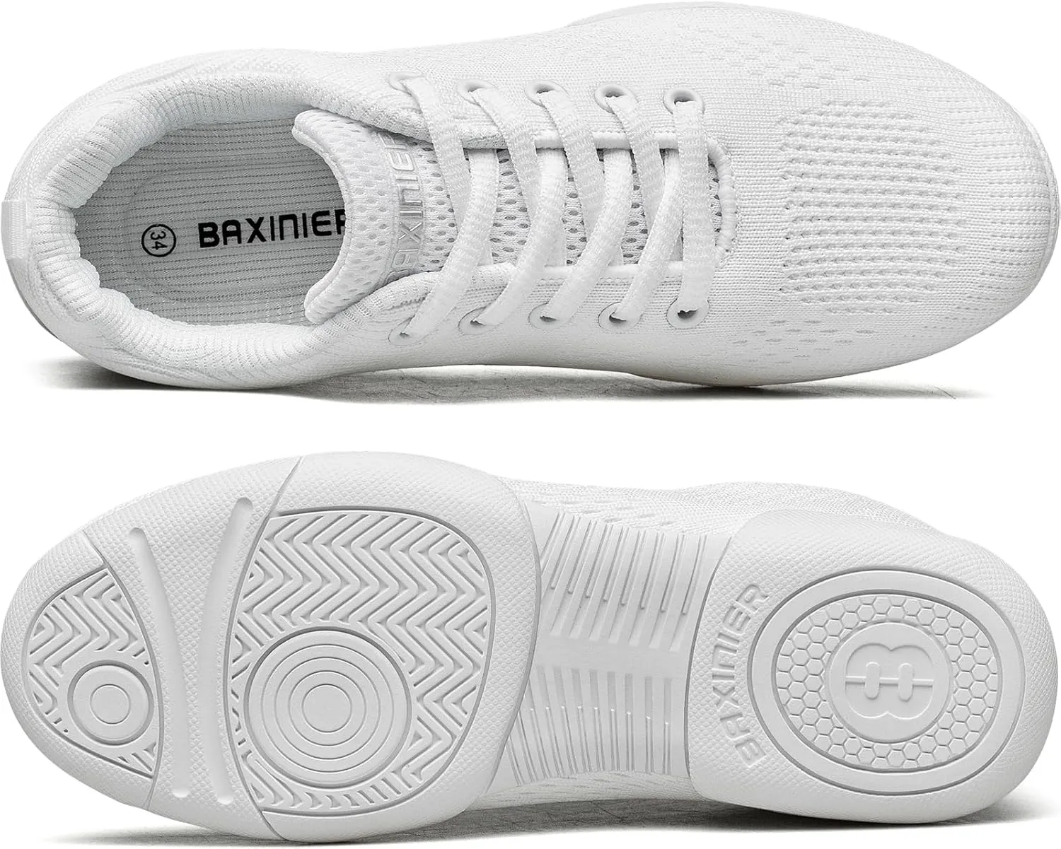 BAXINIER Girls White Cheerleading Shoes Lightweight Youth Cheer Competition Sneakers Kid Training Dance Tennis Shoes