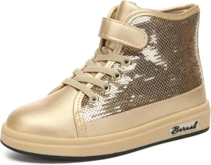Bernal Kids Fashion High Top Sneakers Sparkle Sequins Flash Walking Shoes for Boys Girls Gift Party Birthday Christmas Halloween (Toddler/Little Kid/Big Kid)
