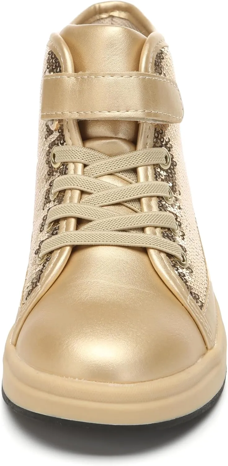 Bernal Kids Fashion High Top Sneakers Sparkle Sequins Flash Walking Shoes for Boys Girls Gift Party Birthday Christmas Halloween (Toddler/Little Kid/Big Kid)