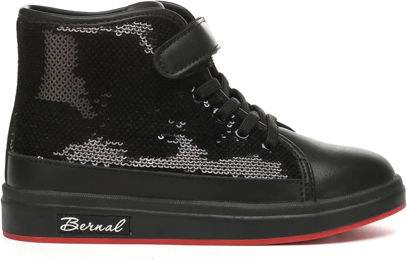 Bernal Kids Fashion High Top Sneakers Sparkle Sequins Flash Walking Shoes for Boys Girls Gift Party Birthday Christmas Halloween (Toddler/Little Kid/Big Kid)