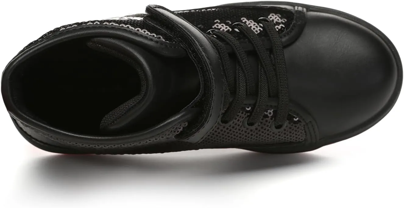 Bernal Kids Fashion High Top Sneakers Sparkle Sequins Flash Walking Shoes for Boys Girls Gift Party Birthday Christmas Halloween (Toddler/Little Kid/Big Kid)