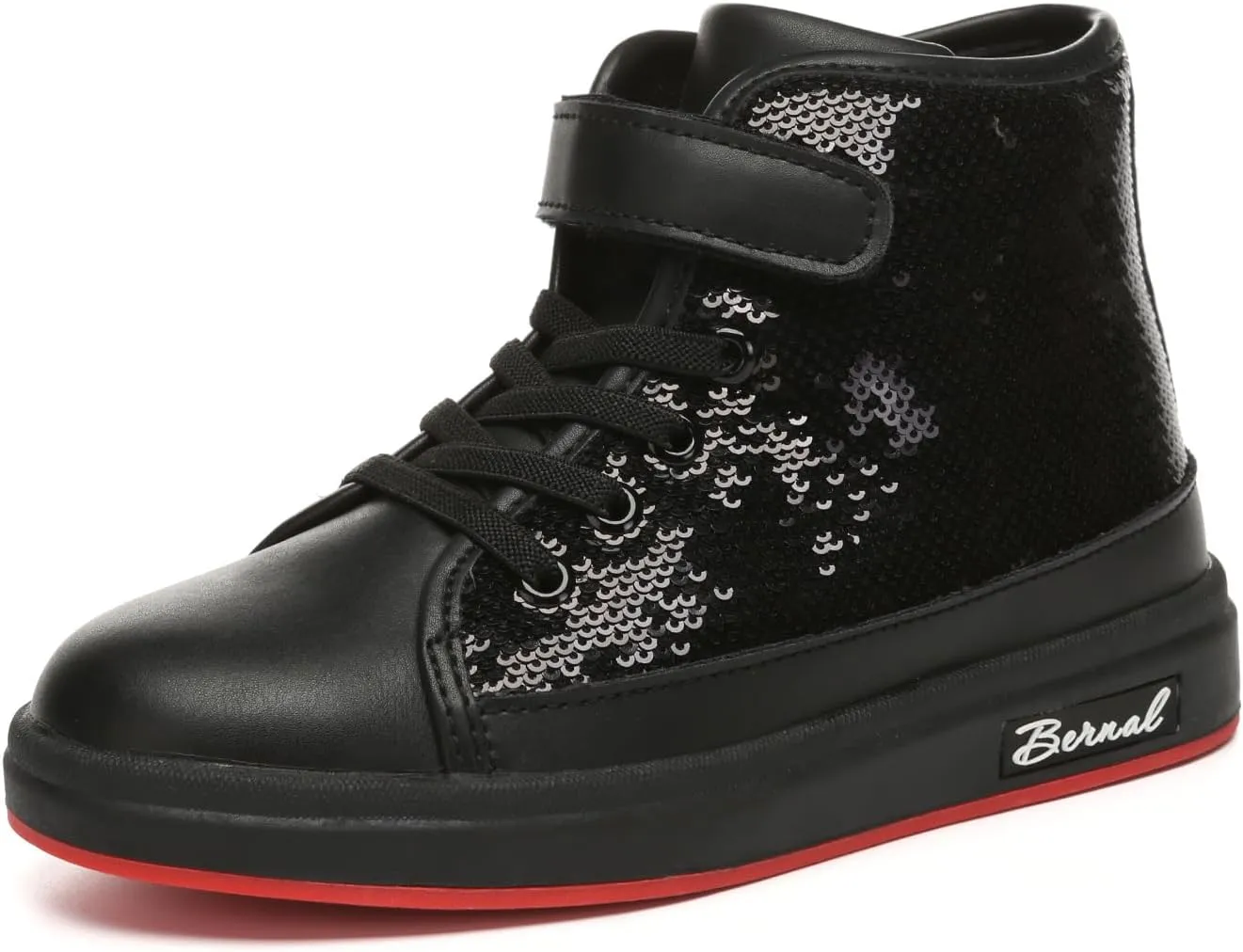 Bernal Kids Fashion High Top Sneakers Sparkle Sequins Flash Walking Shoes for Boys Girls Gift Party Birthday Christmas Halloween (Toddler/Little Kid/Big Kid)