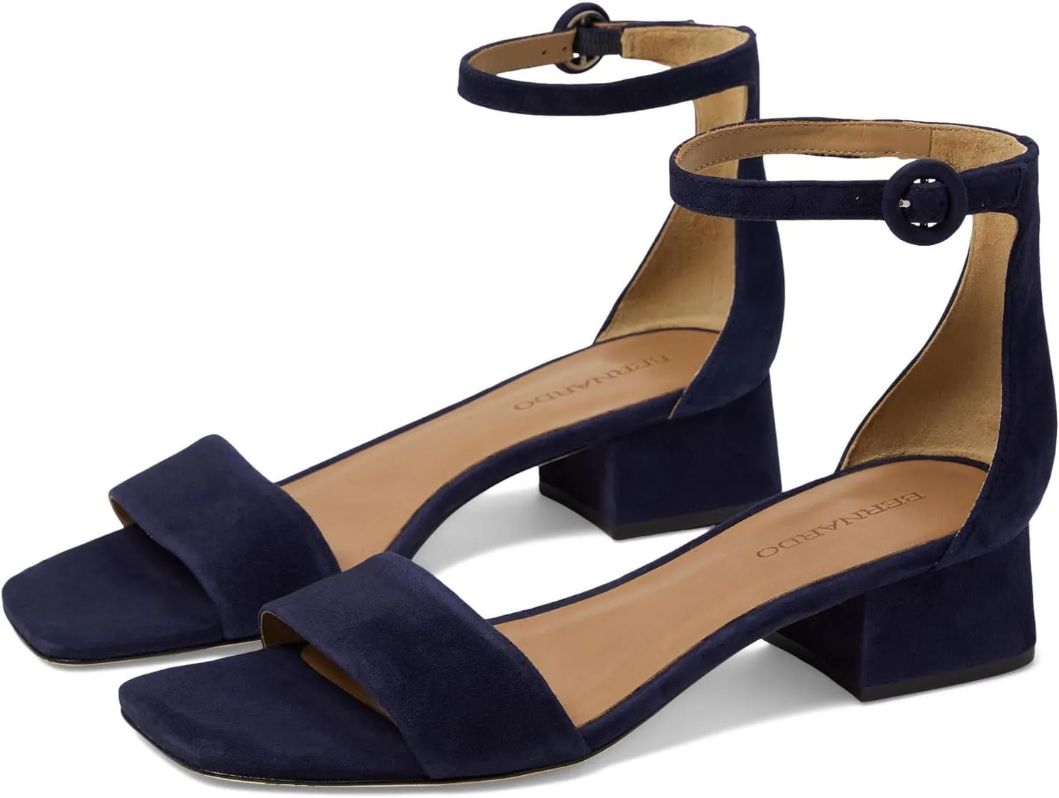 Bernardo® Jalena Heeled Sandals for Women – Leather and Man-Made Construction – Single Prong Buckle
