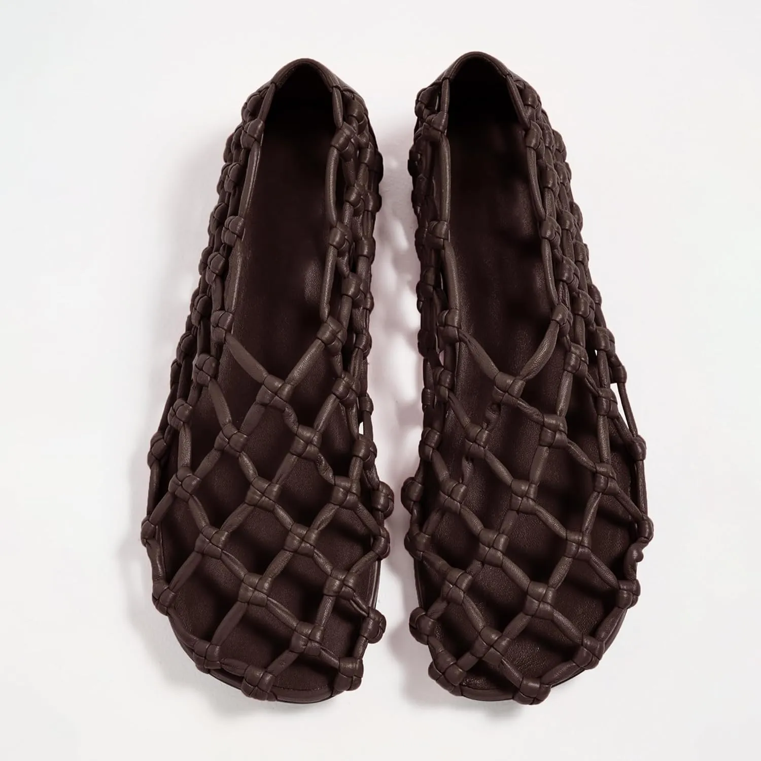 Black Mesh Ballet Flats for Women Woven Hollow Beach Ballerina Flats Comfortable Casual Slip on Mary Jane Flats