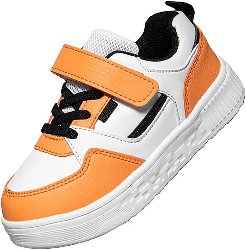 Boys and Girls Board Shoes Adjustable Hook and Loop Classic Low Top Kids Sneakers Lightweight Comfortable for All Season