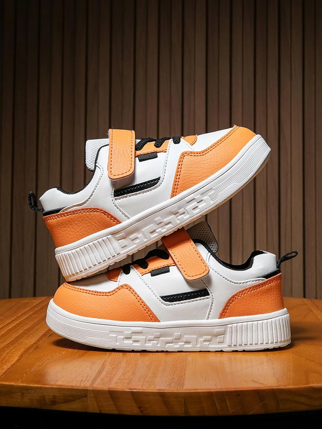 Boys and Girls Board Shoes Adjustable Hook and Loop Classic Low Top Kids Sneakers Lightweight Comfortable for All Season