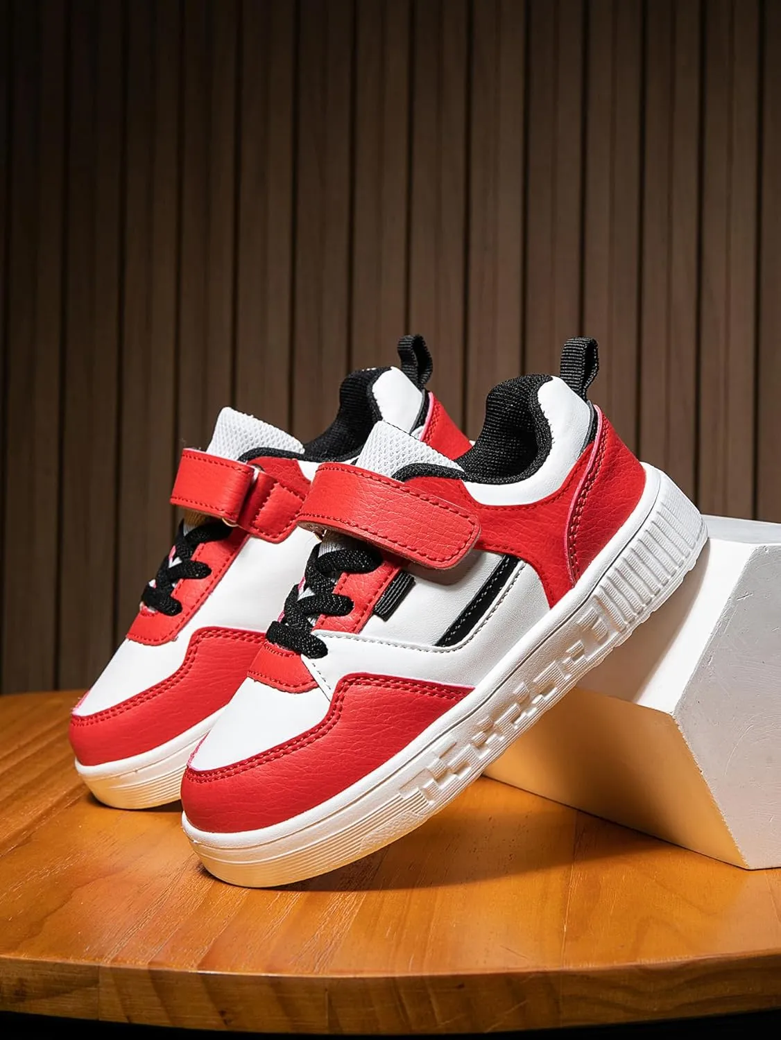 Boys and Girls Board Shoes Adjustable Hook and Loop Classic Low Top Kids Sneakers Lightweight Comfortable for All Season