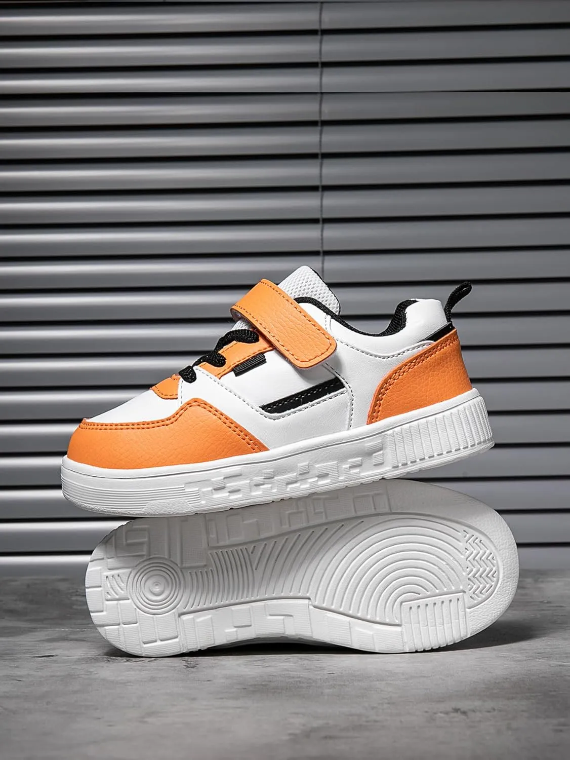 Boys and Girls Board Shoes Adjustable Hook and Loop Classic Low Top Kids Sneakers Lightweight Comfortable for All Season