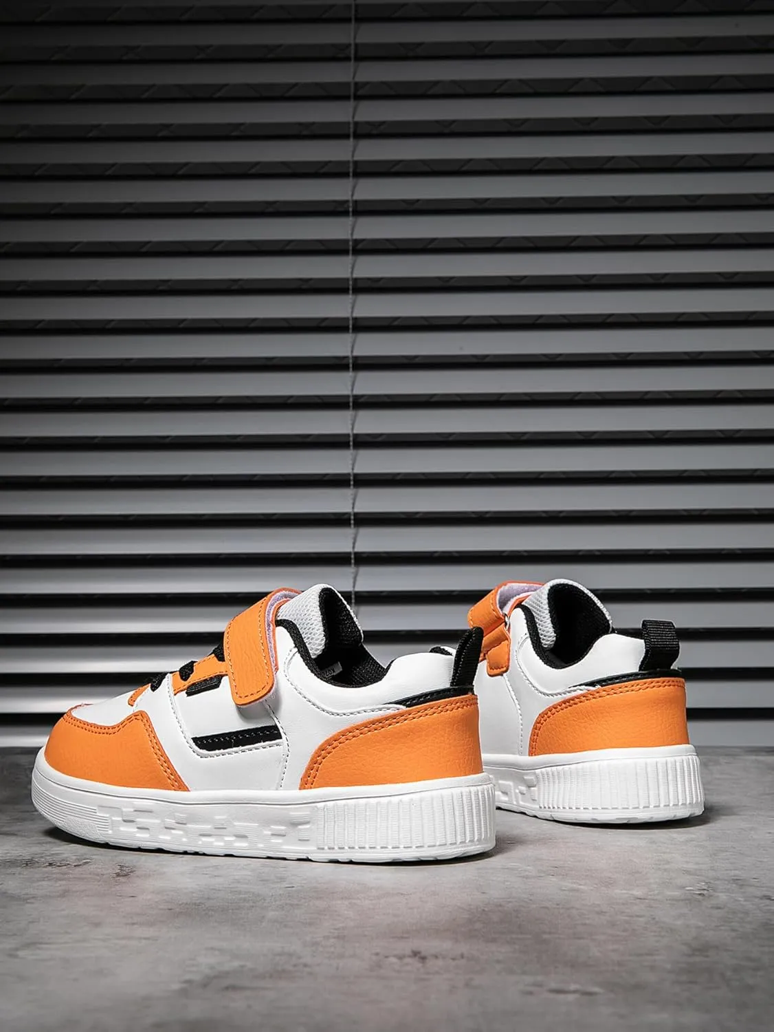 Boys and Girls Board Shoes Adjustable Hook and Loop Classic Low Top Kids Sneakers Lightweight Comfortable for All Season