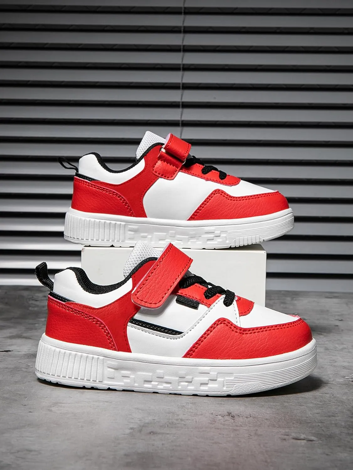 Boys and Girls Board Shoes Adjustable Hook and Loop Classic Low Top Kids Sneakers Lightweight Comfortable for All Season