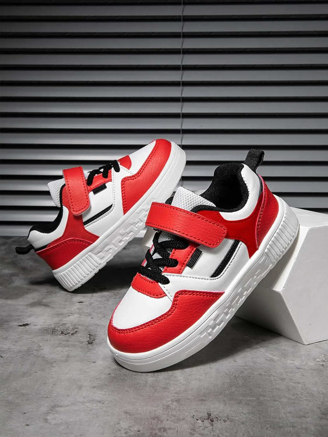 Boys and Girls Board Shoes Adjustable Hook and Loop Classic Low Top Kids Sneakers Lightweight Comfortable for All Season