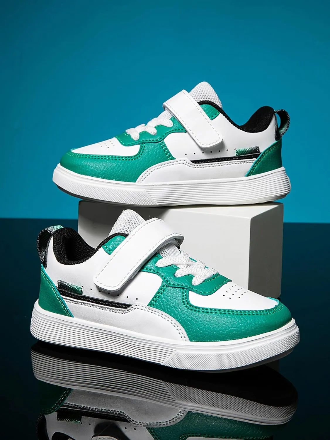 Boys and Girls Board Shoes Adjustable Hook and Loop Classic Low Top Kids Sneakers