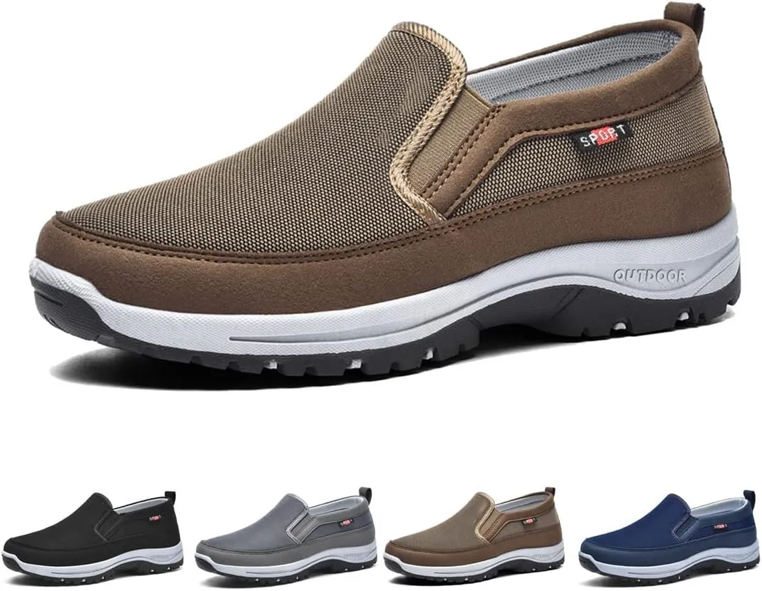 Breathable Orthopedic Travel Plimsolls, Non-Slip Air Sneakers, Men's Arch Support Slip-on Canvas Loafers