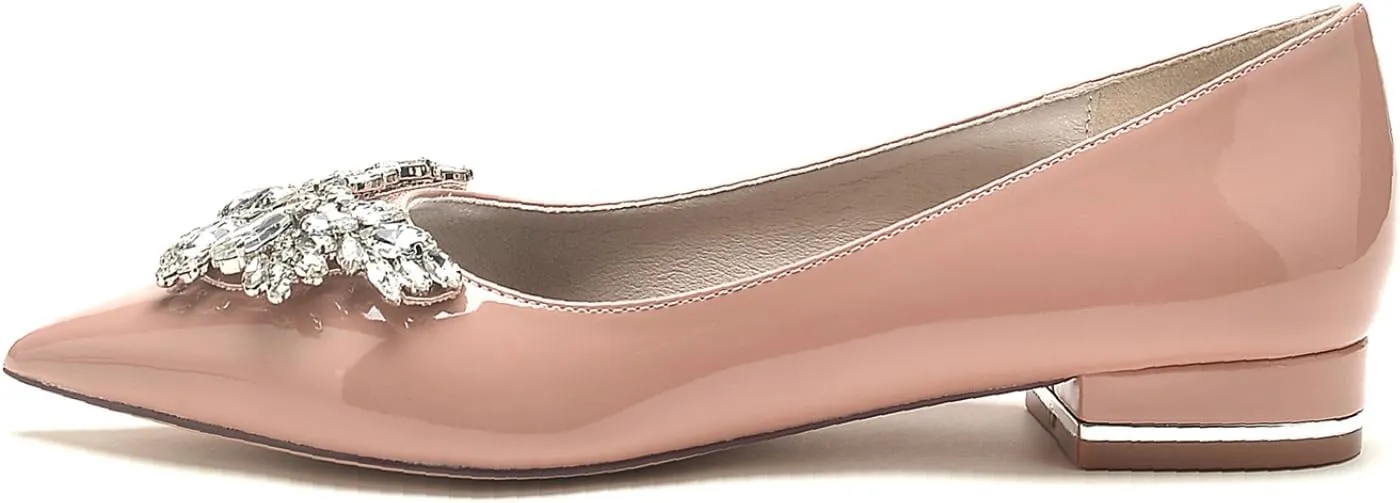 Bride Shoes for Wedding Women's Ballet Flats Comfort Slip on Flat Shoes Crystal Wedding Dress Flats 2.5Cm