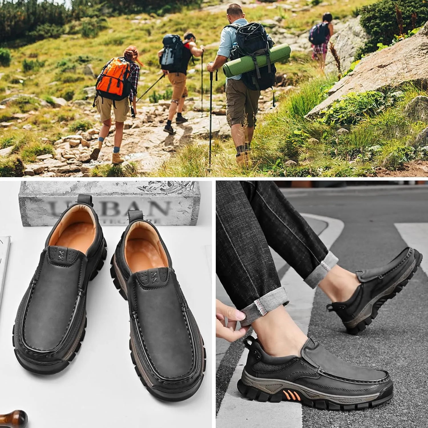 bumuam Shoes for Men, Lightweight Breathable Casual Sneaker, Slip on Shoes for Men Work Loafers, Orthopedic Shoes, for Travel, Camping, Running