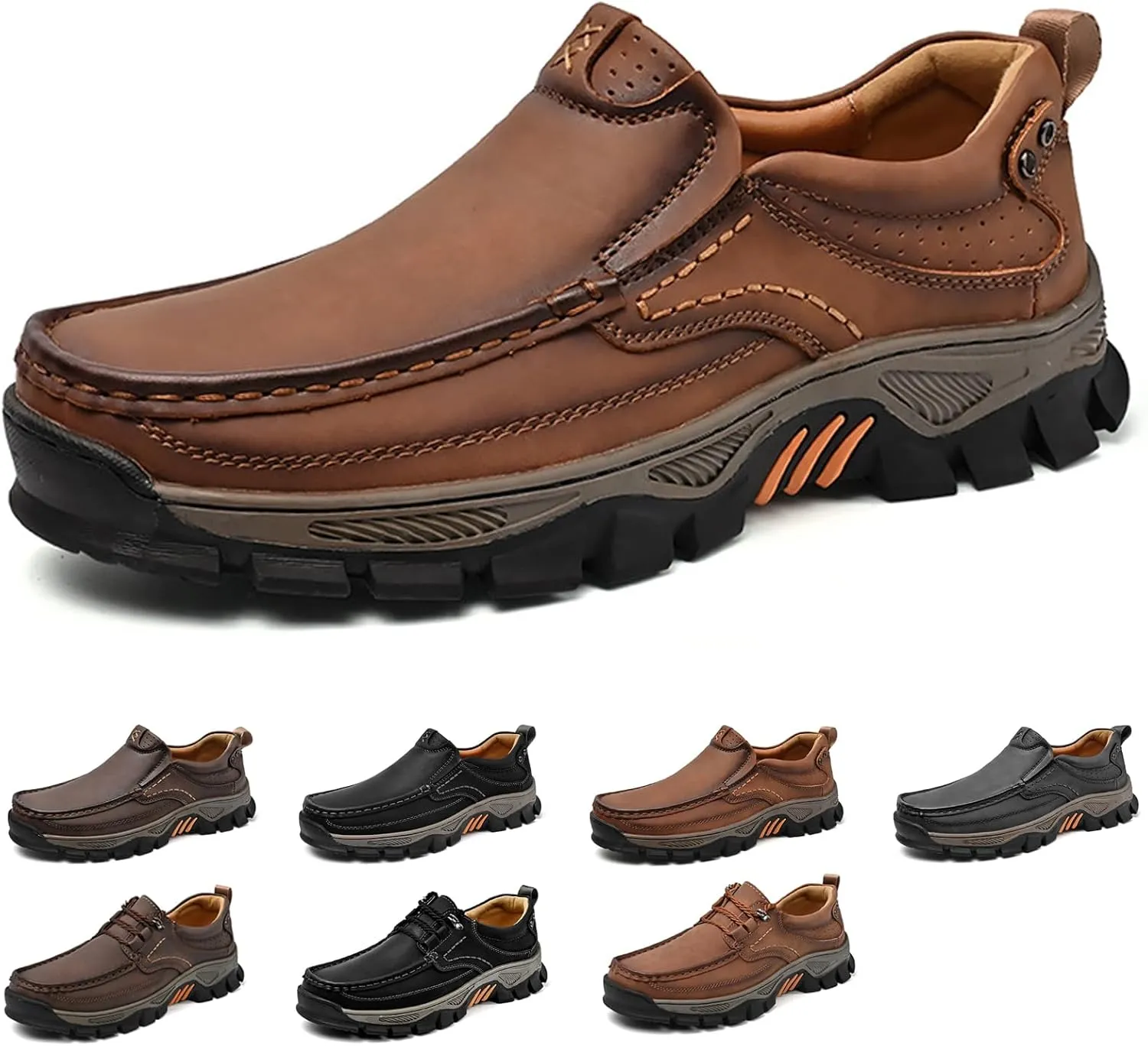 bumuam Shoes for Men, Lightweight Breathable Casual Sneaker, Slip on Shoes for Men Work Loafers, Orthopedic Shoes, for Travel, Camping, Running