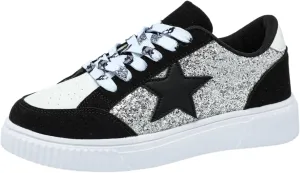 Canvas Glitter Y2K Retro Star Sneakers Comfortable Rubber Sole Shoes for Women Holiday Travel Daily Wear Matching Couple Outfit Aesthetic Star Skate Style