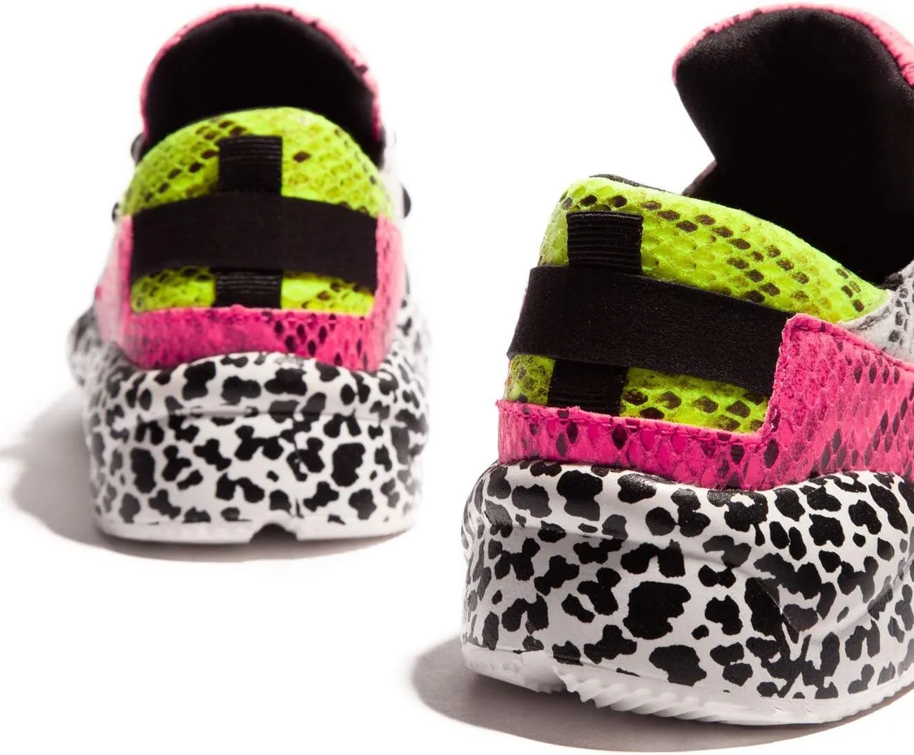 CAPE ROBBIN Womens Casual Round Toe Slip On Color Block Snake Print Lace Up Low Top Fashion Sneakers