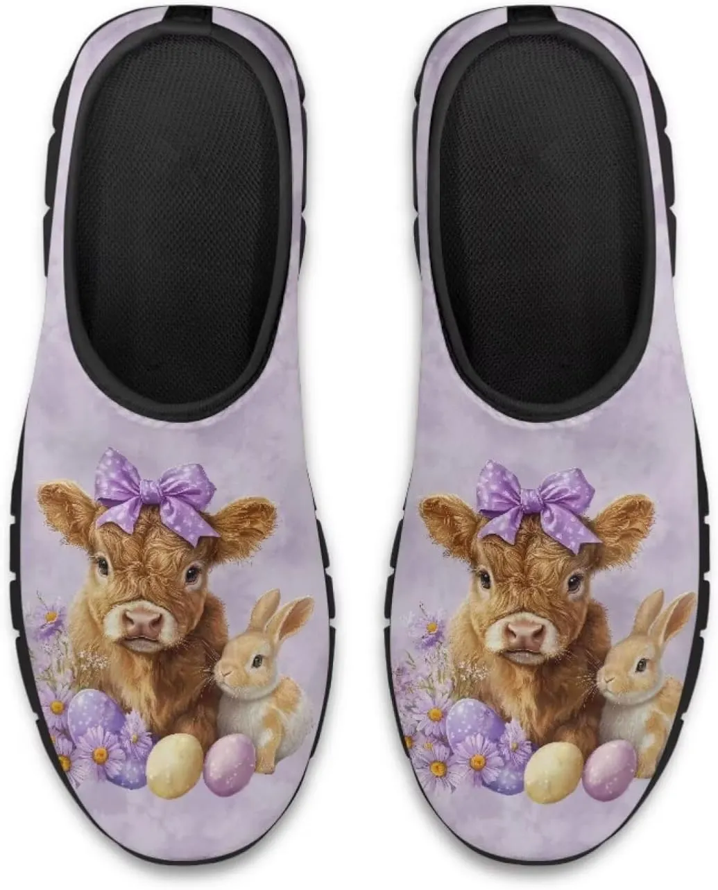 Cartoon Cattle Print Slip on Shoes for Women Loafers Hands Free Shoes Running Sneakers