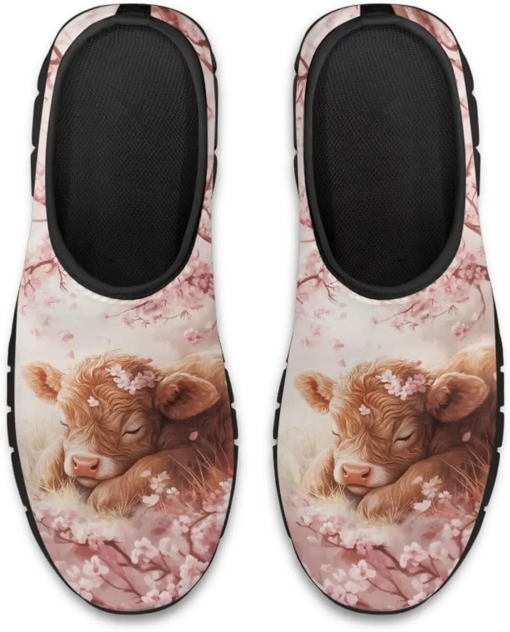 Cartoon Cattle Print Slip on Shoes for Women Loafers Hands Free Shoes Running Sneakers