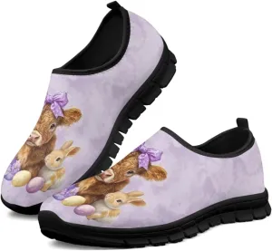 Cartoon Cattle Print Slip on Shoes for Women Loafers Hands Free Shoes Running Sneakers