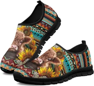 Cartoon Cattle Print Slip on Shoes for Women Loafers Hands Free Shoes Running Sneakers