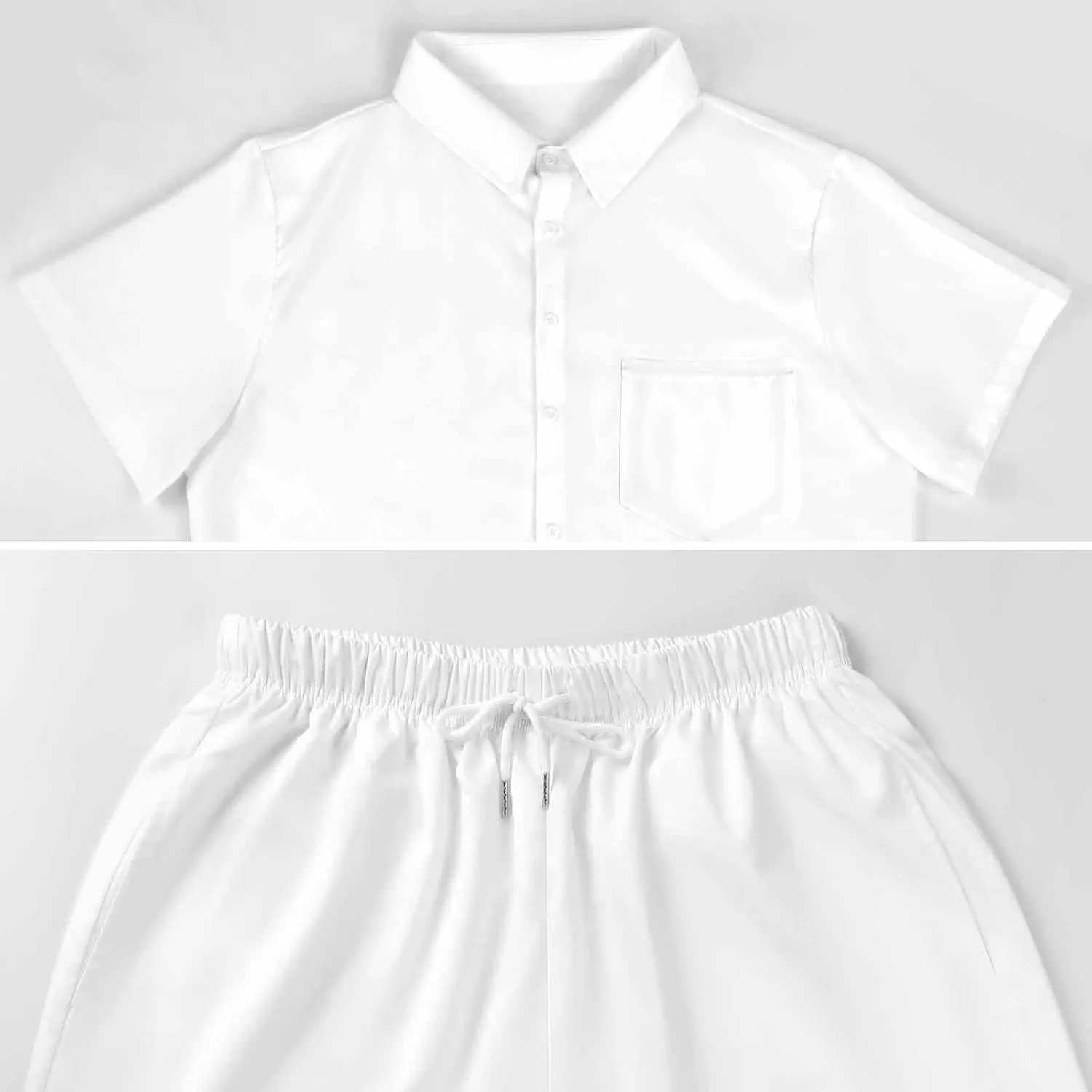 Cartoon Style Theme of SpaceMen's Two-piece Casual Short-sleeved Shirt Summer Loose Vacation Suit