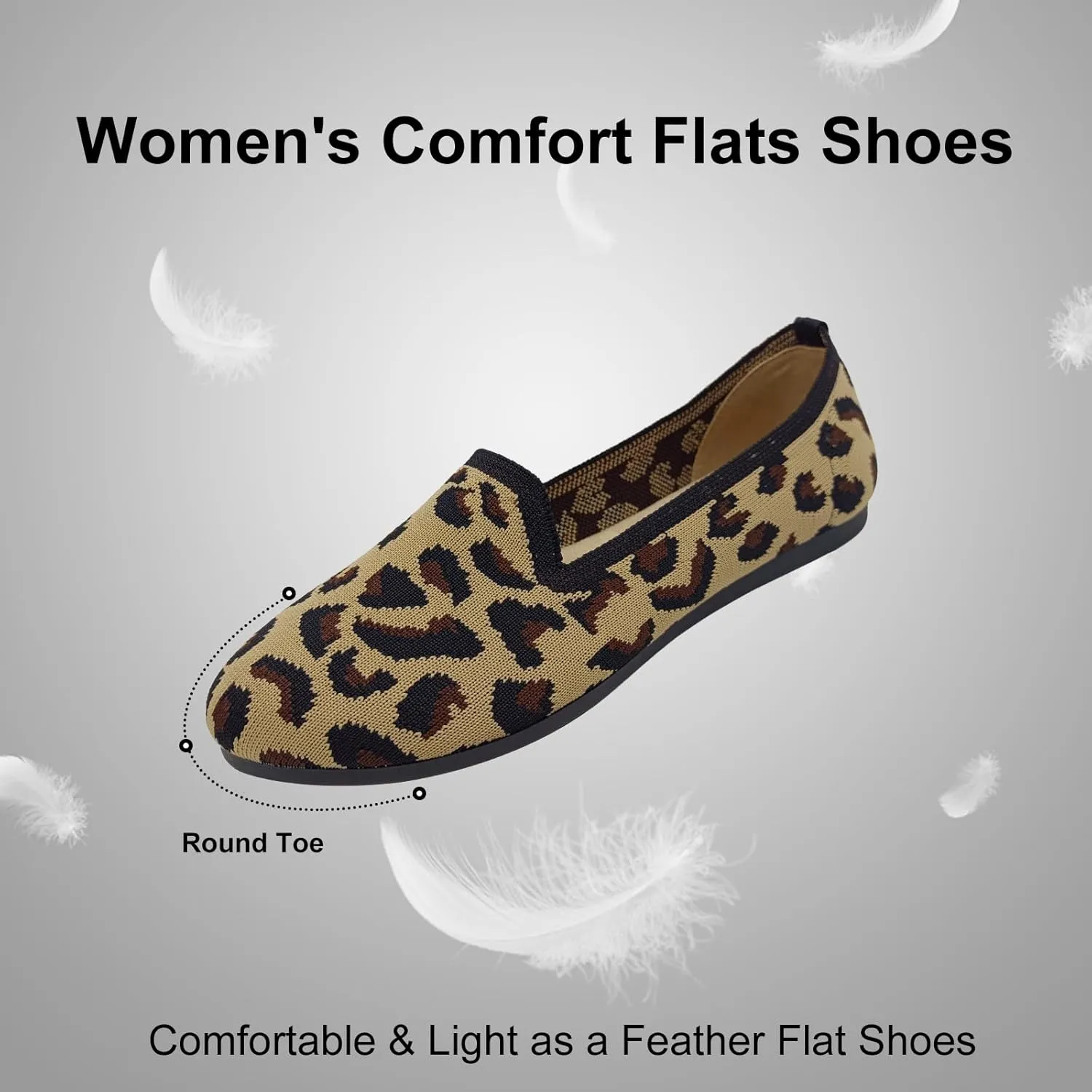 CasfelRen Women's Classic Ballet Flats, Pointed Toe Comfortable Dress Shoes Flats, Soft Knit Slip On Flats Shoes for Women