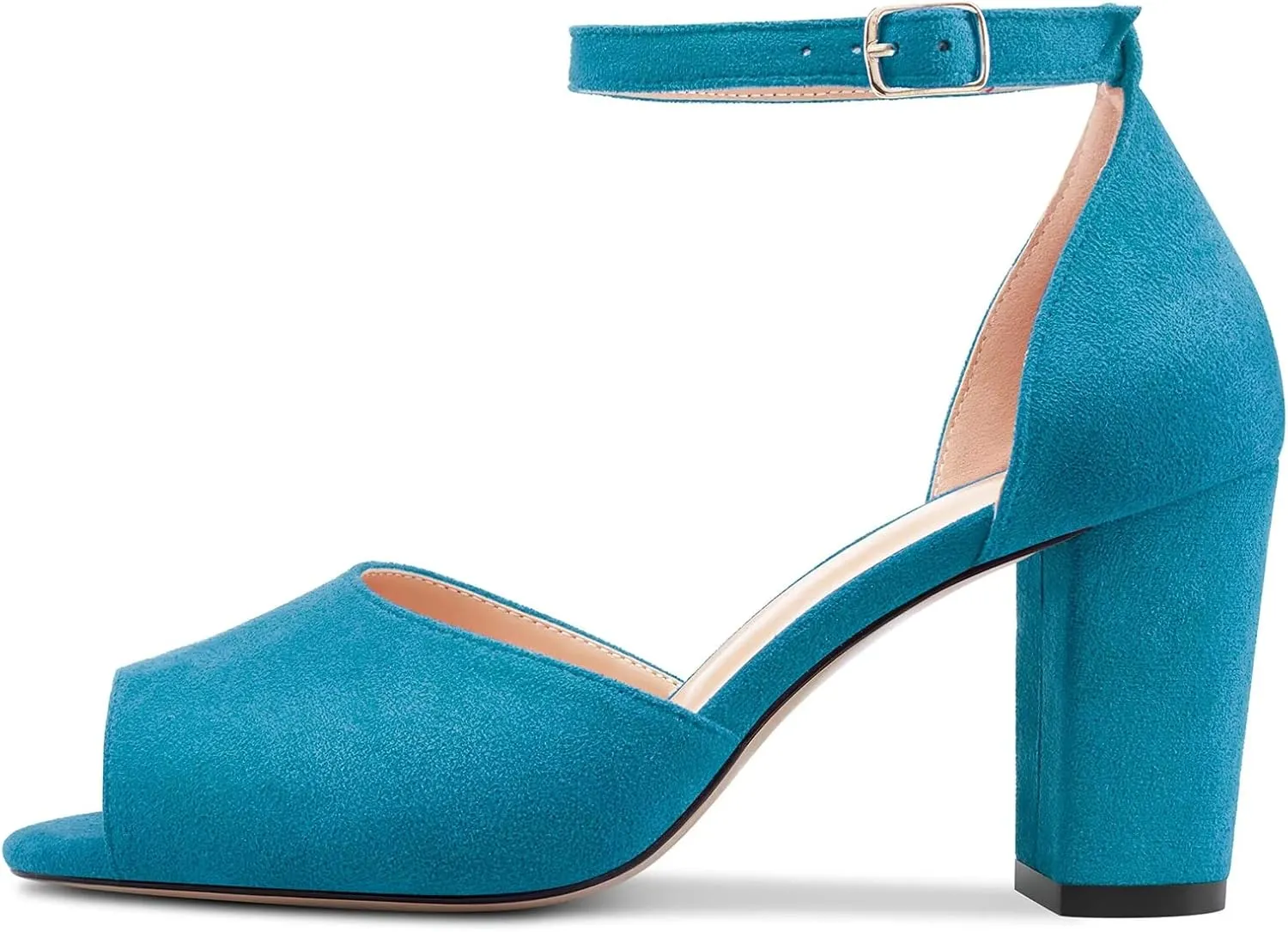 Castamere Women Chunky Block High Heel Peep Open Toe Sandals Ankle Strap Wedding Cute 3.2 Inches Heels