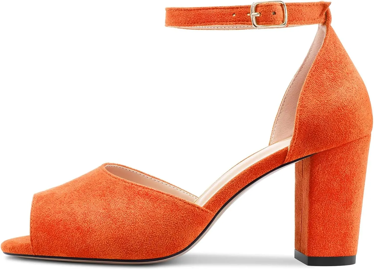 Castamere Women Chunky Block High Heel Peep Open Toe Sandals Ankle Strap Wedding Cute 3.2 Inches Heels