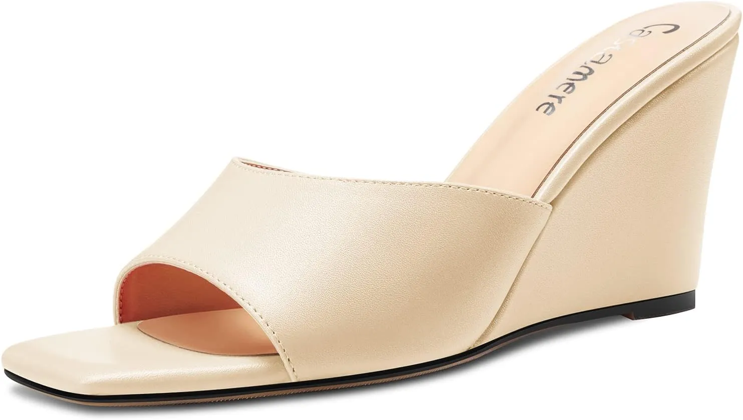Castamere Women Mid Wedge Heel Open Toe Slip-on Mules Shoes Sandals Casual Party 3.2 Inches Heels