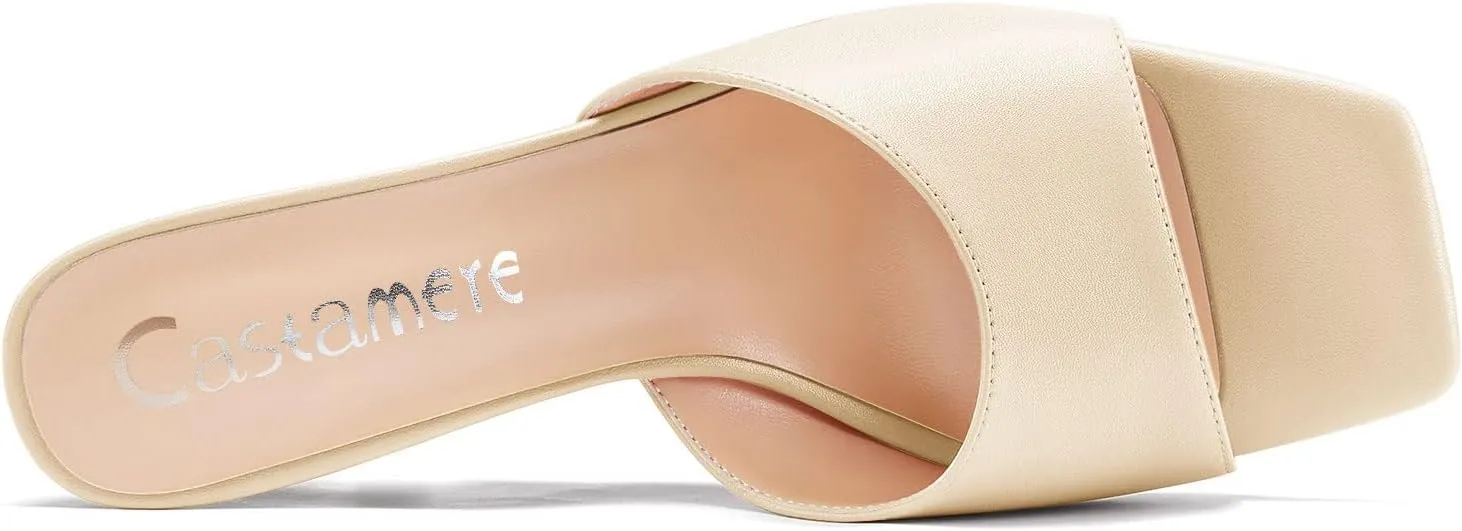 Castamere Women Mid Wedge Heel Open Toe Slip-on Mules Shoes Sandals Casual Party 3.2 Inches Heels