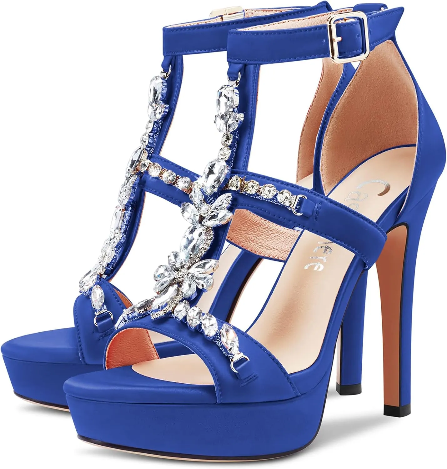 Castamere Women Stiletto High Heel Platform Peep Open Toe Sandals Roman Diamond Crystal Wedding Party Sexy 5.1 Inches Heels