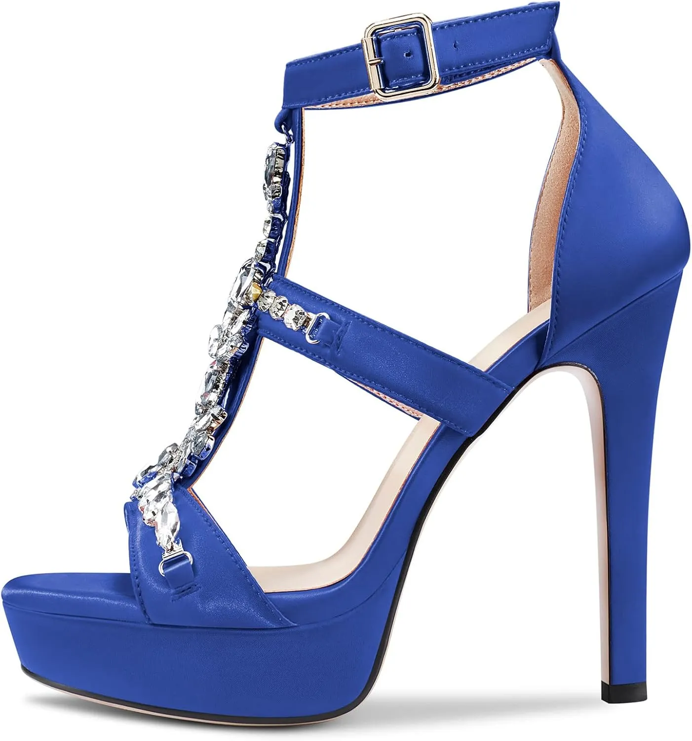 Castamere Women Stiletto High Heel Platform Peep Open Toe Sandals Roman Diamond Crystal Wedding Party Sexy 5.1 Inches Heels