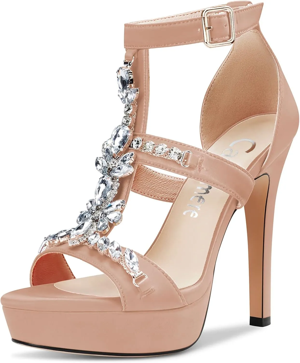 Castamere Women Stiletto High Heel Platform Peep Open Toe Sandals Roman Diamond Crystal Wedding Party Sexy 5.1 Inches Heels