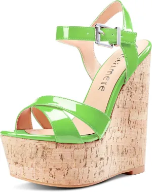 Castamere Womens High-Heel Platform Wedge Heel Sandals Slingback Sexy Ankle Strap Open Toe 16CM Heels