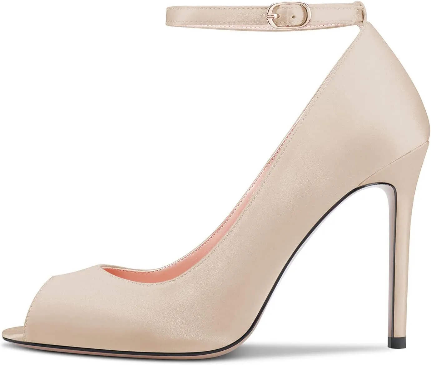 Castamere Women's High Heel Stilettos Peep Open Toe Pumps Ankle Strap Dress Wedding Sandals 3.9 Inches Heels