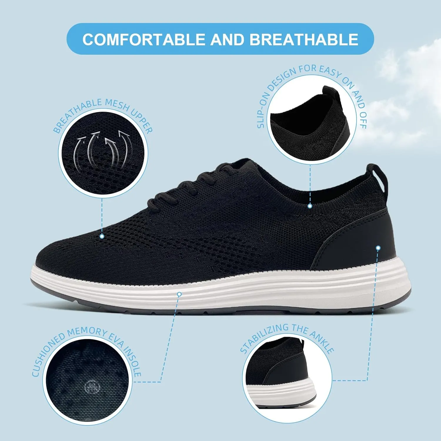 Casual Dress Shoes for Men Business Oxfords Fashion Sneakers Comfortable Loafers Men’s Walking Shoes