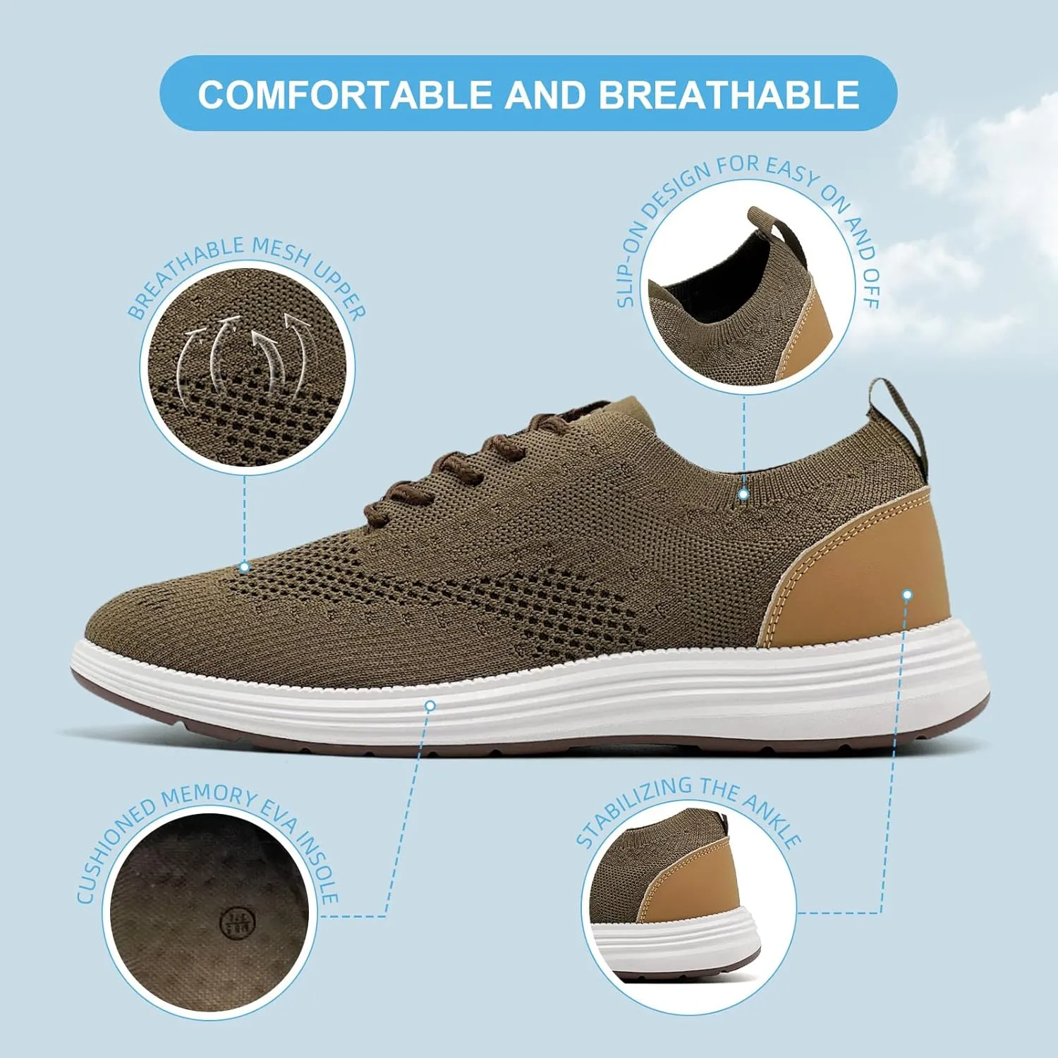 Casual Dress Shoes for Men Business Oxfords Fashion Sneakers Comfortable Loafers Men’s Walking Shoes